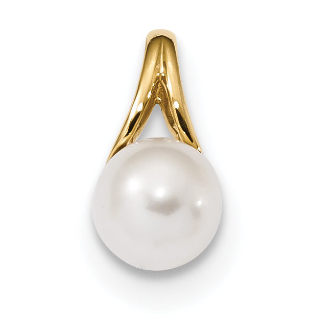 14K 7-8mm White Freshwater Cultured Pearl Polished Pendant Main image