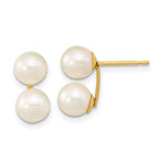 14k 6-7mm White Round FW Cultured Double Pearl Post Earrings