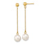 14k 7-8mm White Round Freshwater Cultured Pearl Dangle Post Earrings