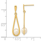 14k 5-6mm White Rice Freshwater Cultured Pearl Dangle Post Earrings