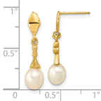 14k 5-6mm White Teardrop Freshwater Cultured Pearl Dangle Post Earrings