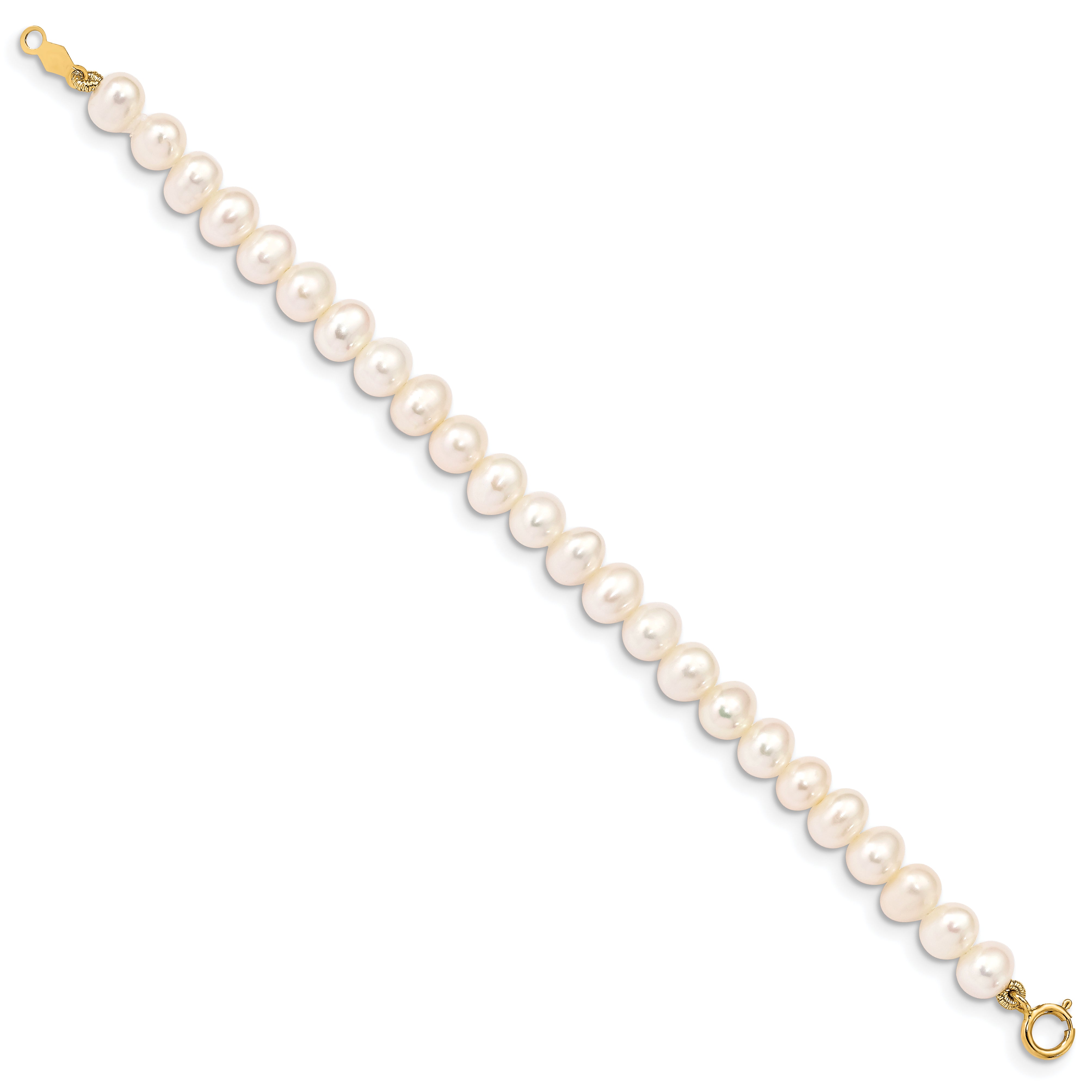 14K Madi K 4-5mm White Egg Shape Freshwater Cultured Pearl Bracelet Secondary image