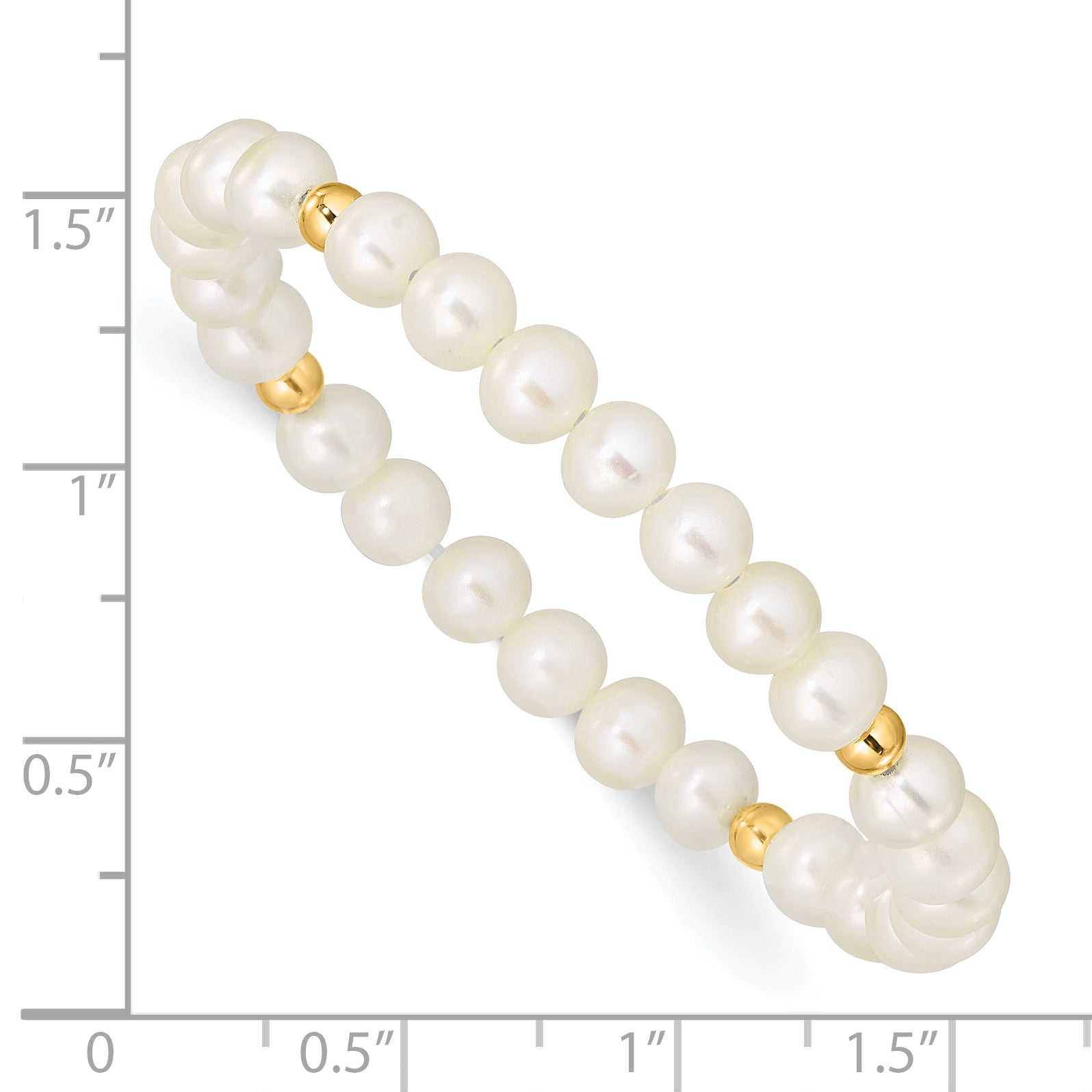 14K Madi K 4-5mm White Egg Shape FWC Pearl & Beads Stretch Bracelet