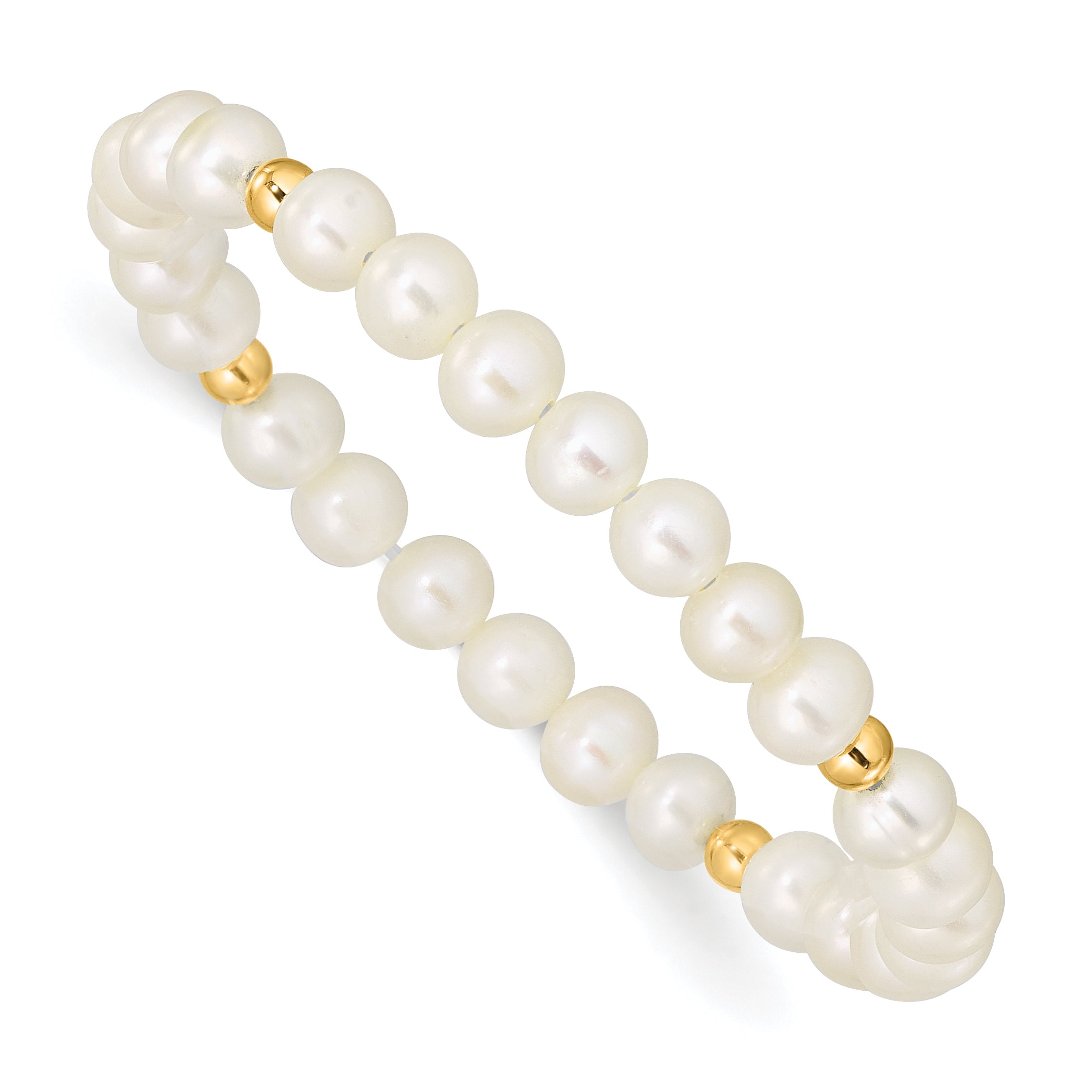 14K Madi K 4-5mm White Egg Shape FWC Pearl & Beads Stretch Bracelet Main image
