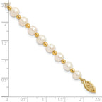 14K 6-7mm White Near Round FW Cultured Pearl Bead Bracelet