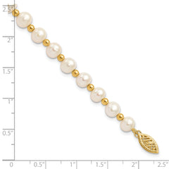 14K 6-7mm White Near Round FW Cultured Pearl Bead Bracelet