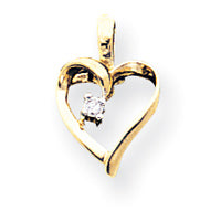 14K AA Diamond heart pendant