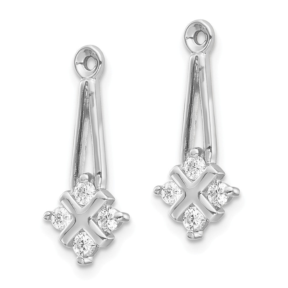 14K White Gold Dangle Cluster Diamond Earring Jacket Mountings