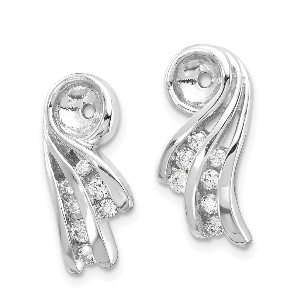 14K White Gold Fancy Diamond Earring Jackets Mountings Secondary image