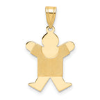 14K Solid Satin Engravable Boy Jumping Charm