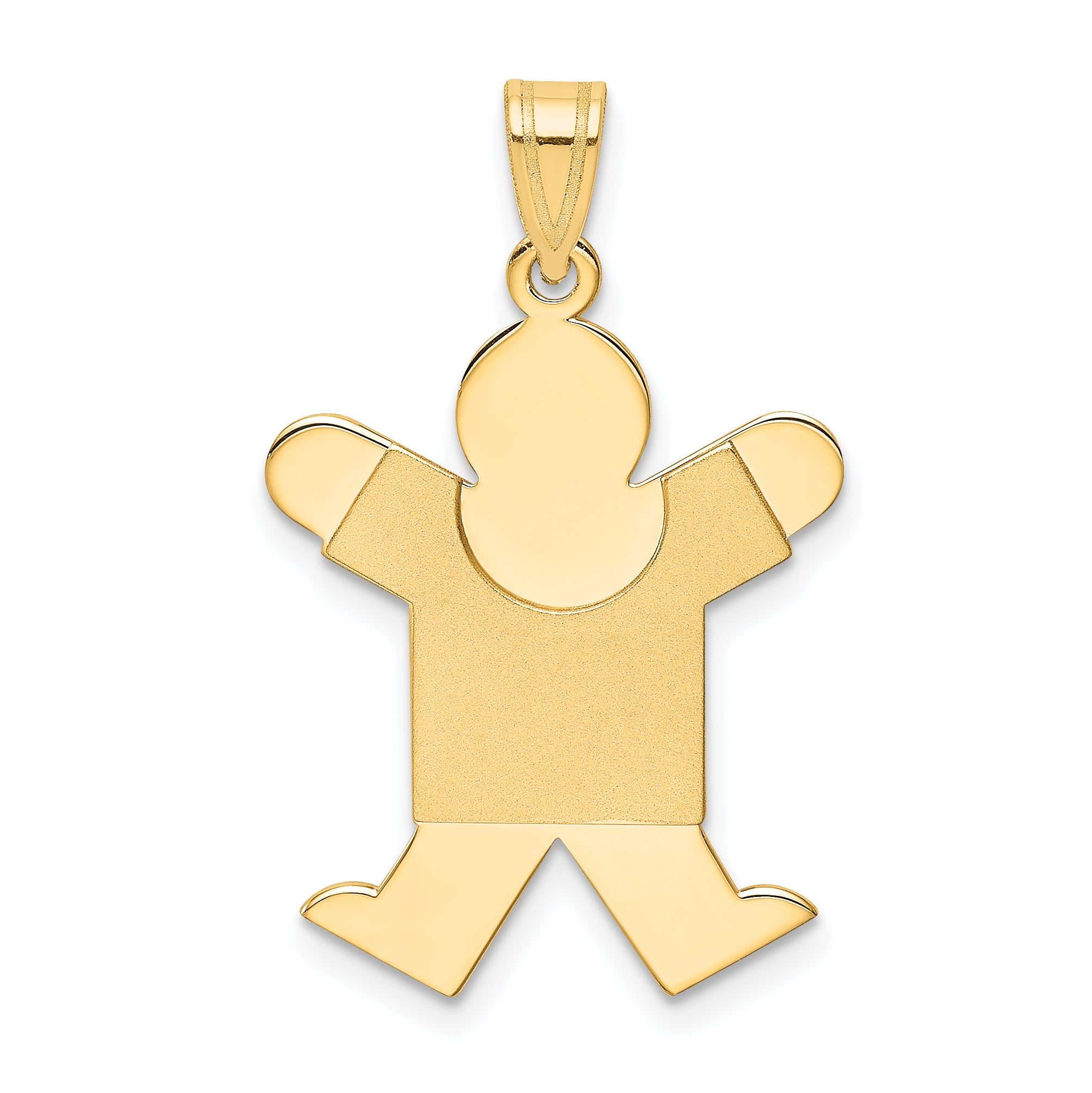 14K Solid Satin Engravable Boy Jumping Charm Main image