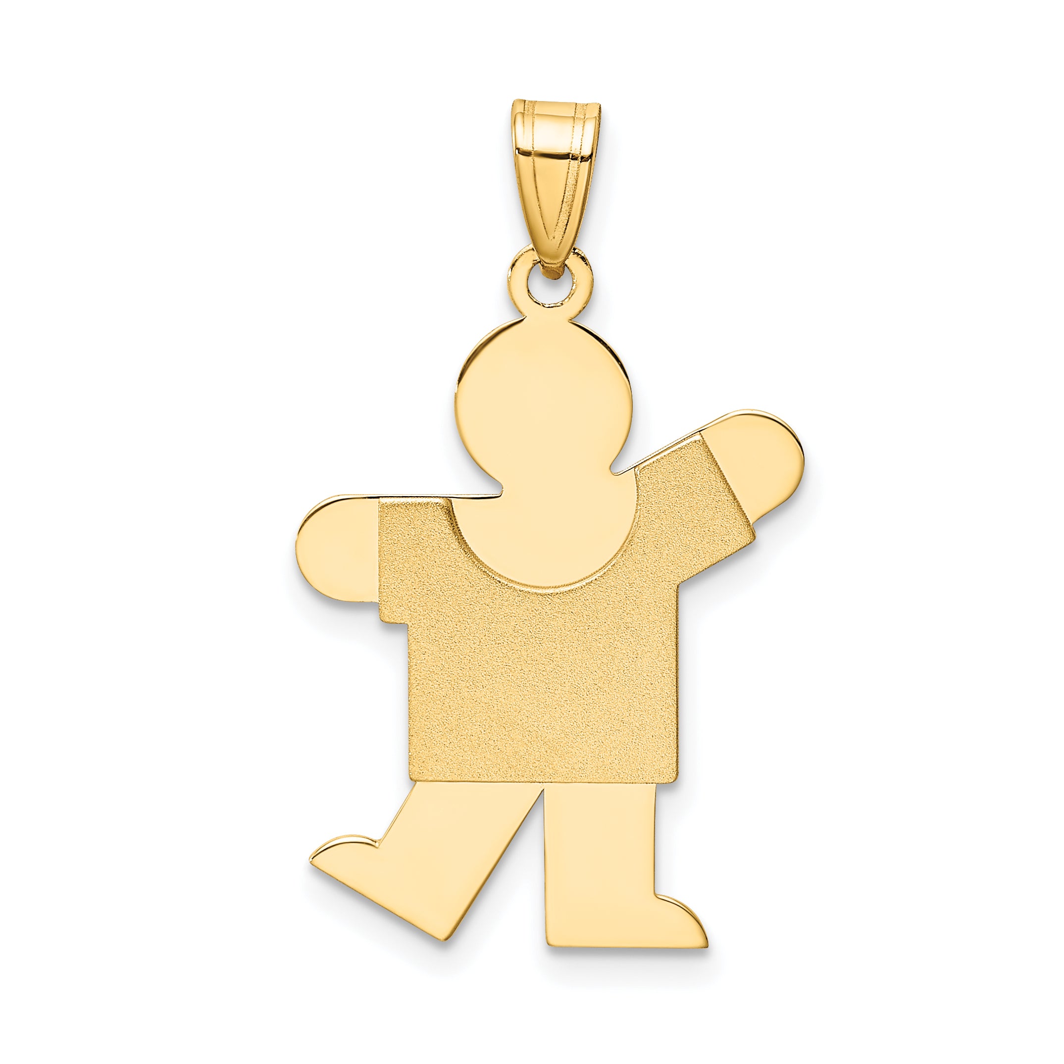 14K Solid Satin Engravable Boy Charm Main image
