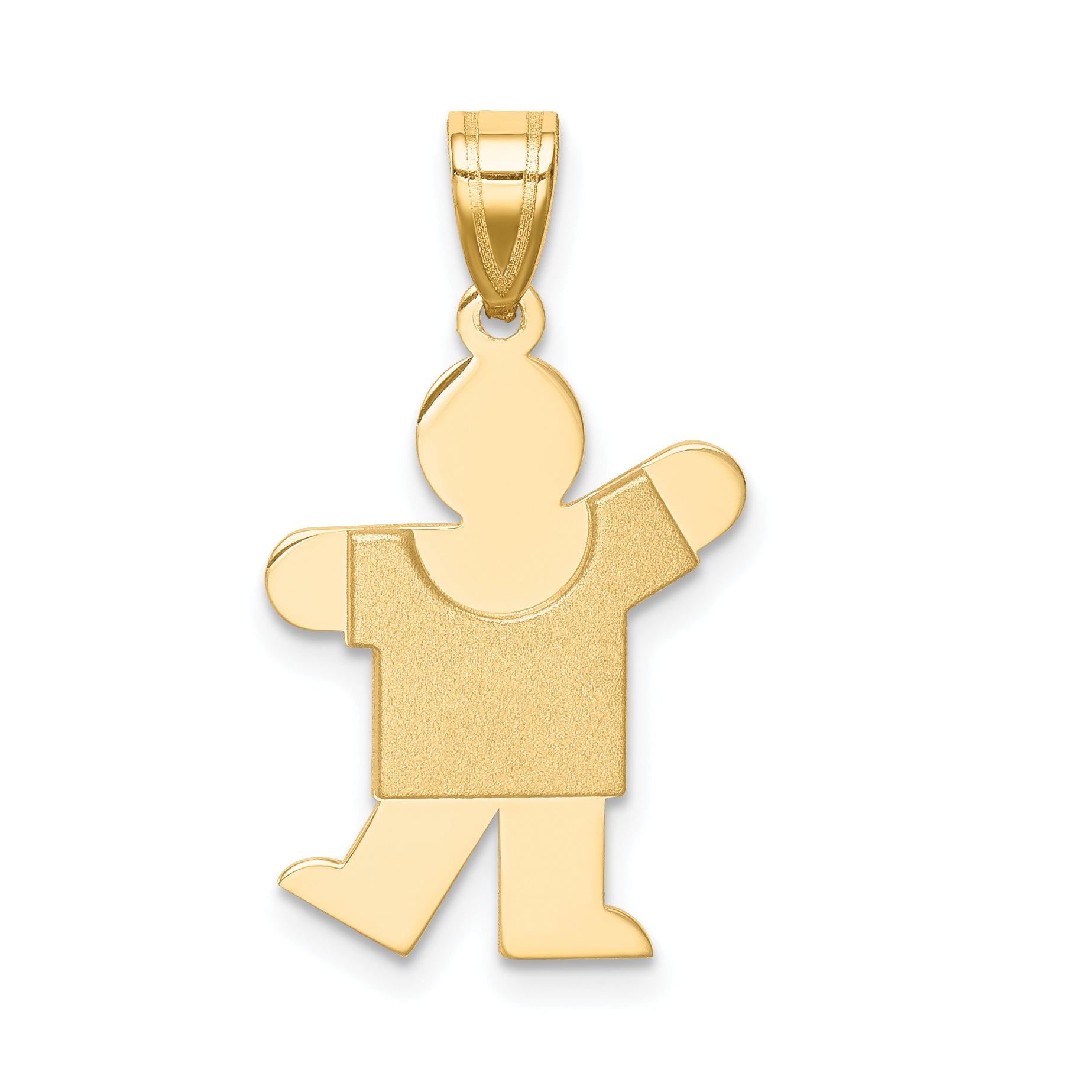 14K Solid Satin Engravable Boy Charm Main image