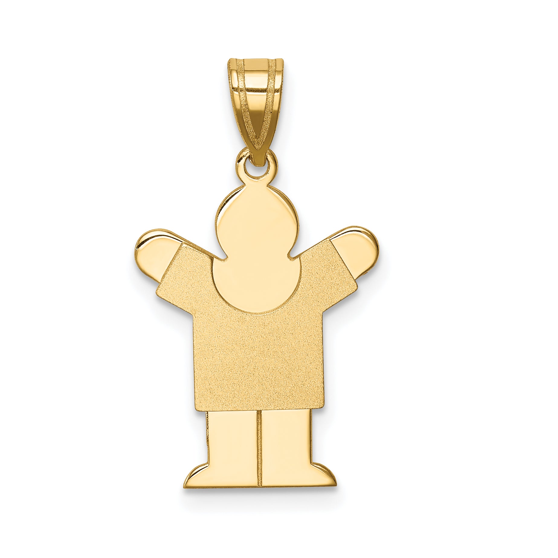 14K Solid Satin Engravable Boy Charm Main image
