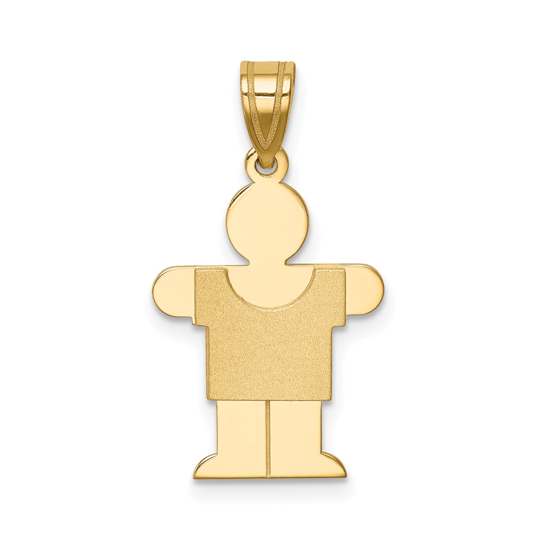 14K Solid Satin Engravable Boy Charm Main image
