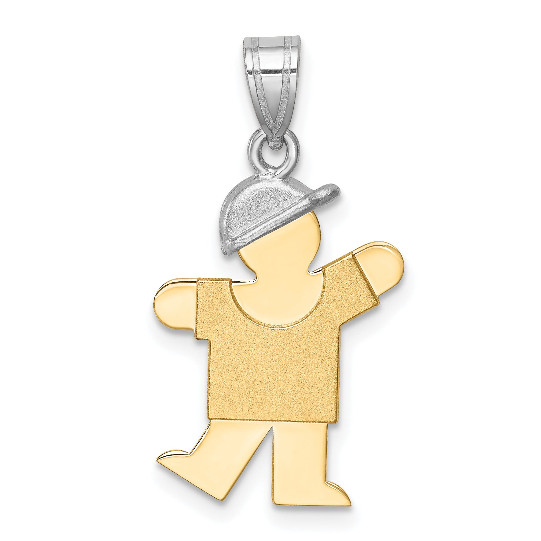 14K Two-Tone Small Boy w/ Hat on Left Engravable Charm Main image