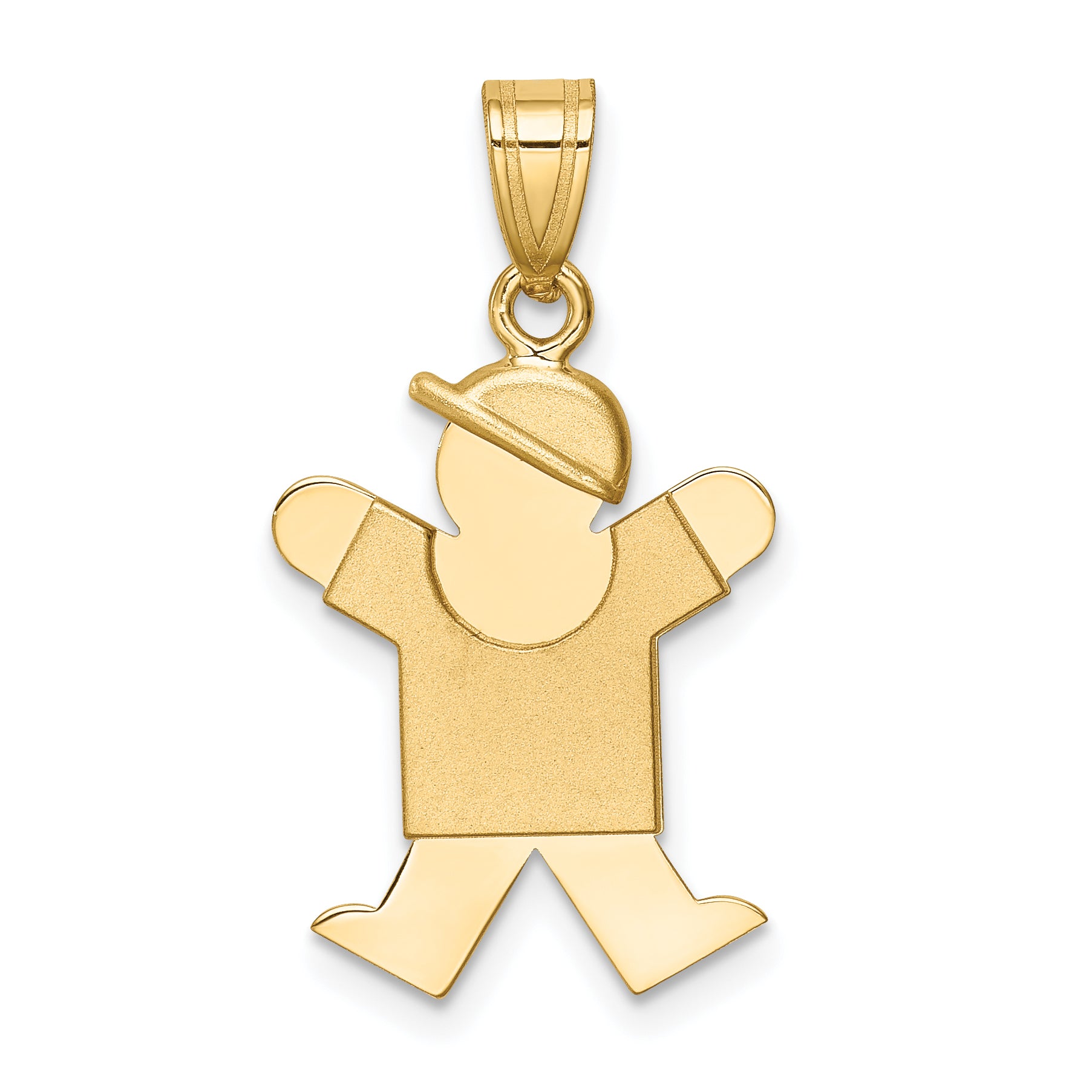 14K Solid Engravable Boy w/ Hat on Right Charm Main image