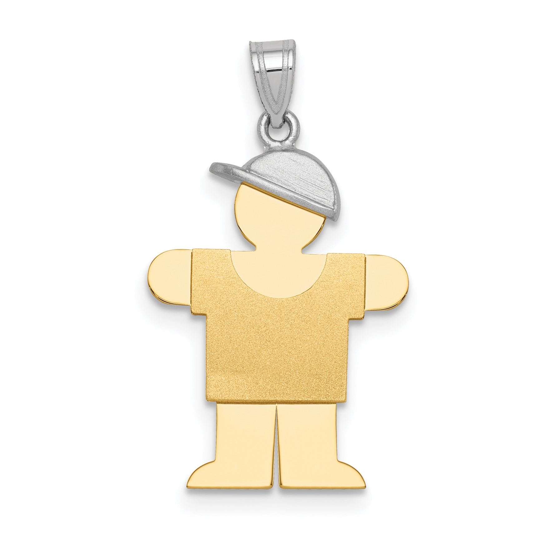 14K Two-Tone Small Boy w/ Hat on Right Engravable Charm Main image