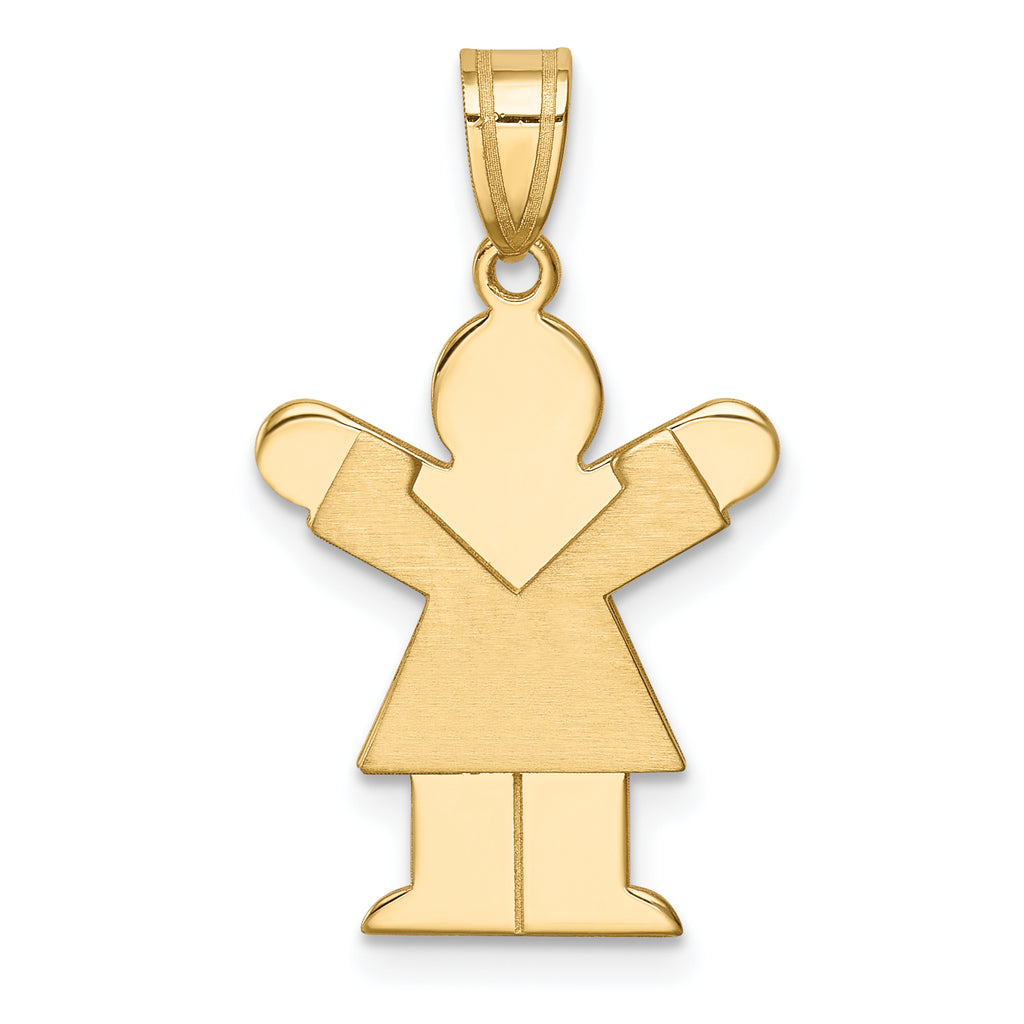 Love Girl Charm in 14K Yellow Gold, 15x25mm Brushed & Satin - Sophia Jewelers