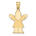 Love Girl Charm in 14K Yellow Gold, 15x25mm Brushed & Satin - Sophia Jewelers