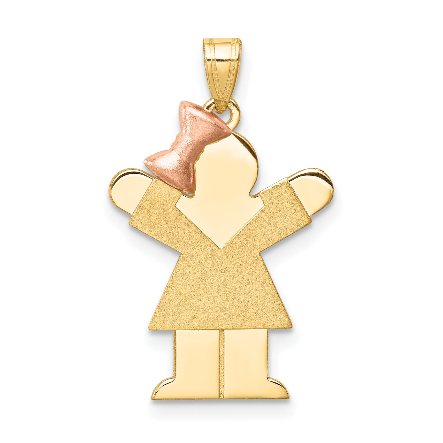 14K Two-Tone Small Girl on Left Engravable Charm Main image
