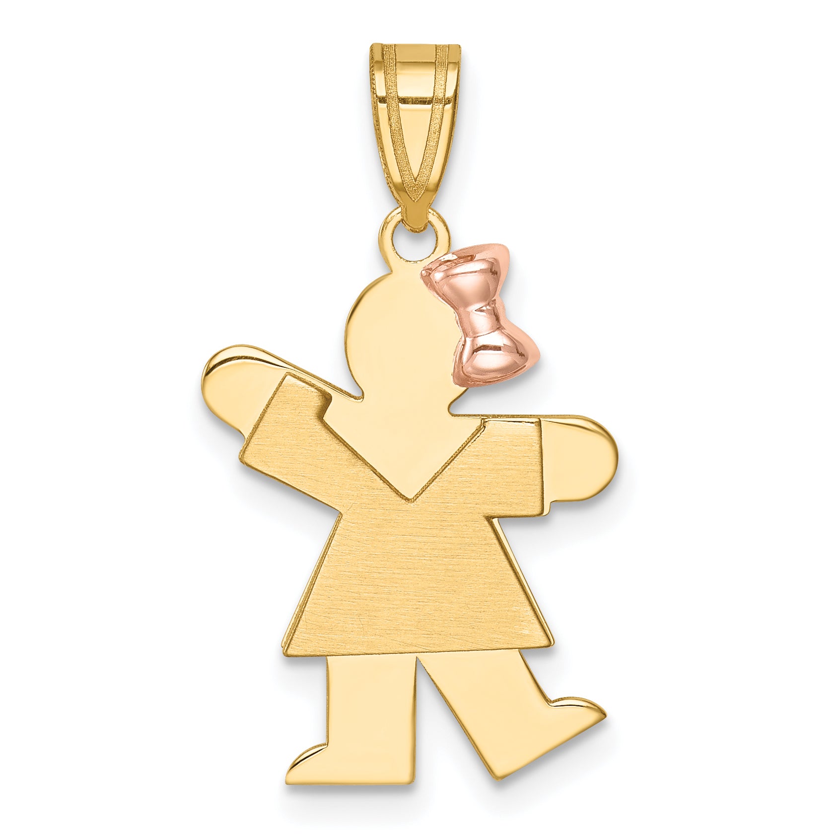 14K Two-Tone Small Girl on Right Engravable Charm Main image