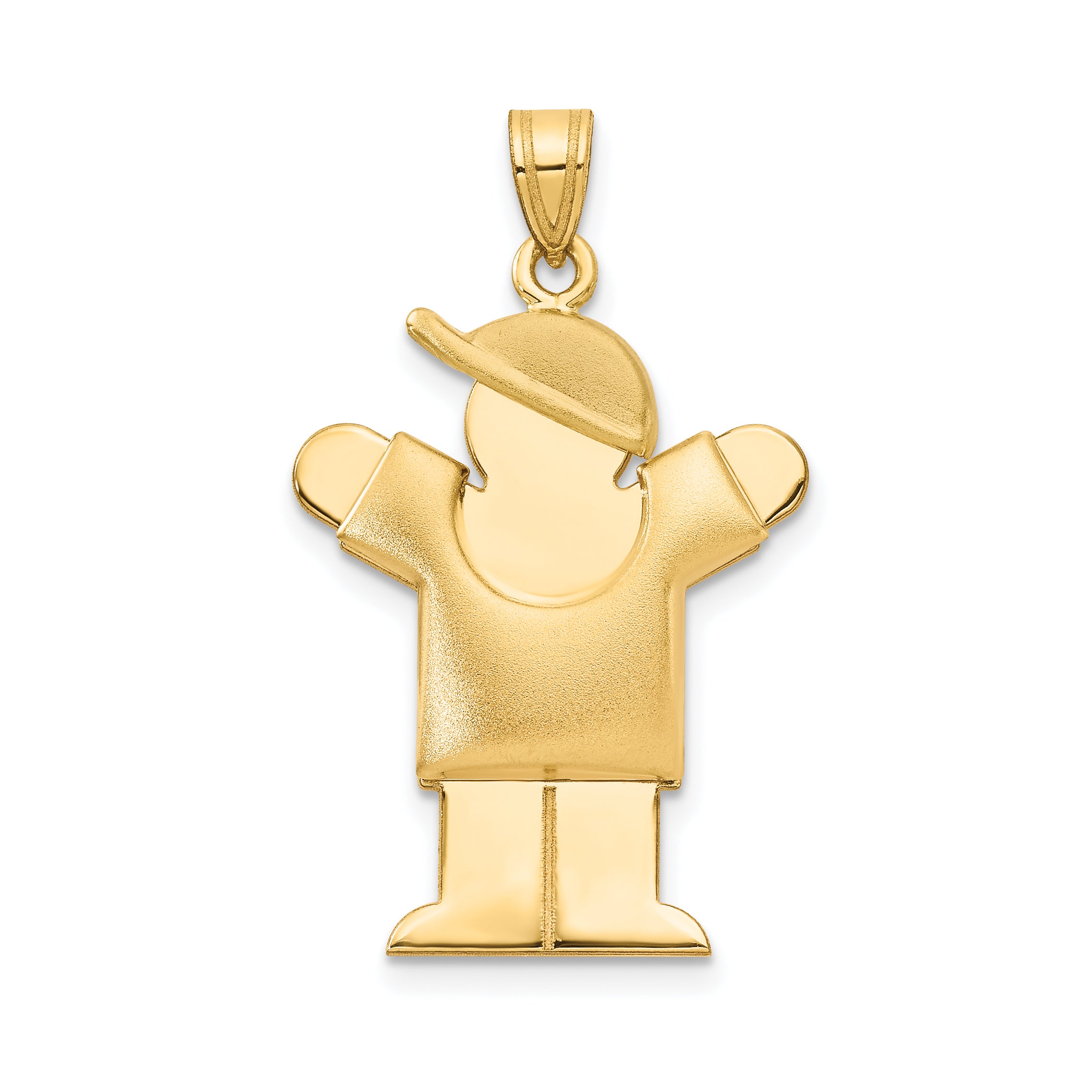 14K Puffed Boy w/Hat on Right Engravable Charm Main image