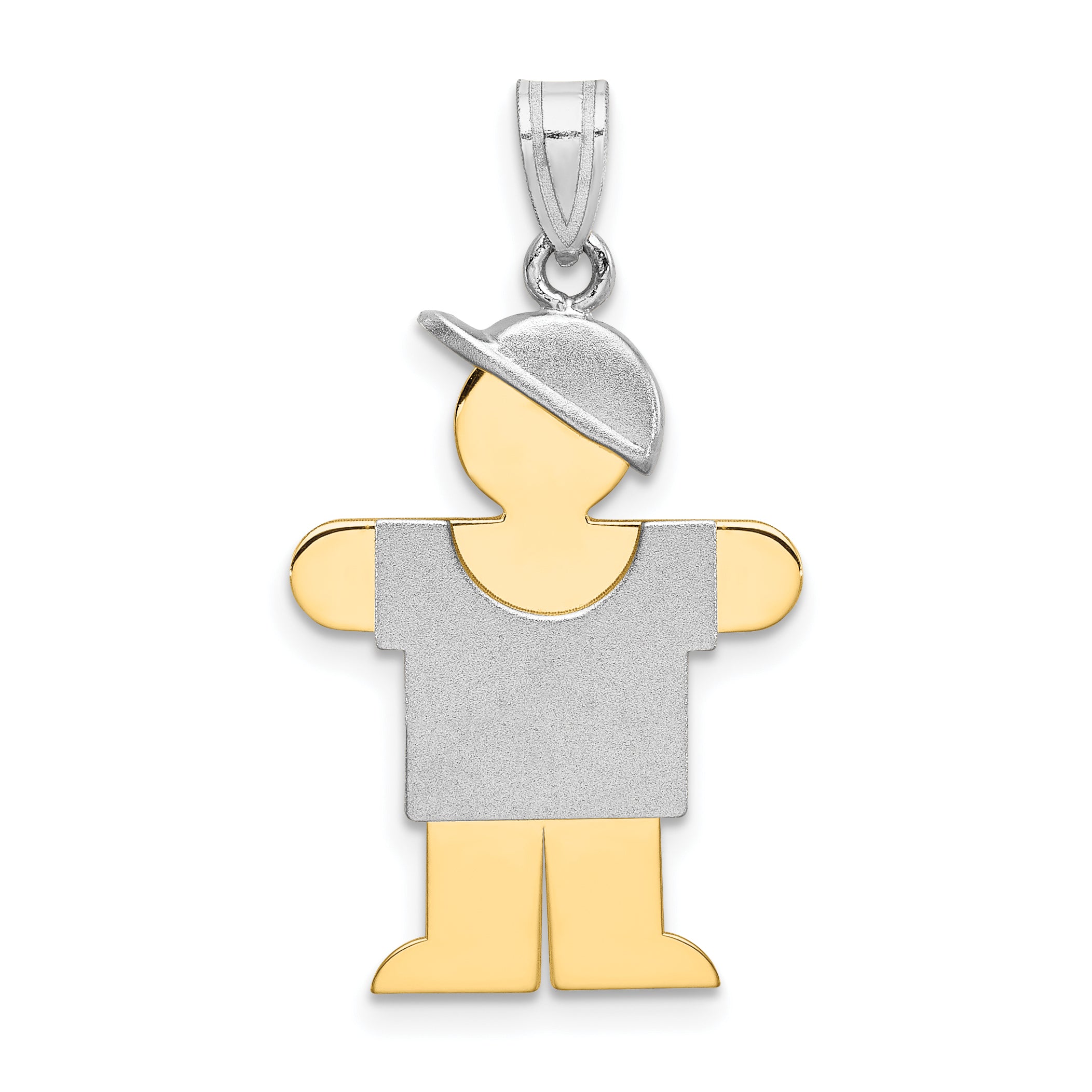 14K Two-Tone Large Boy w/Hat on Right Engravable Charm Main image
