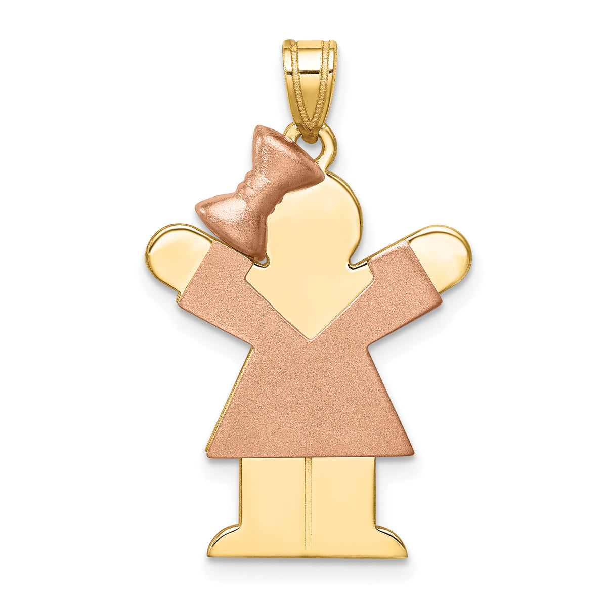 14K Two-Tone Large Girl w/Bow on Left Engravable Charm