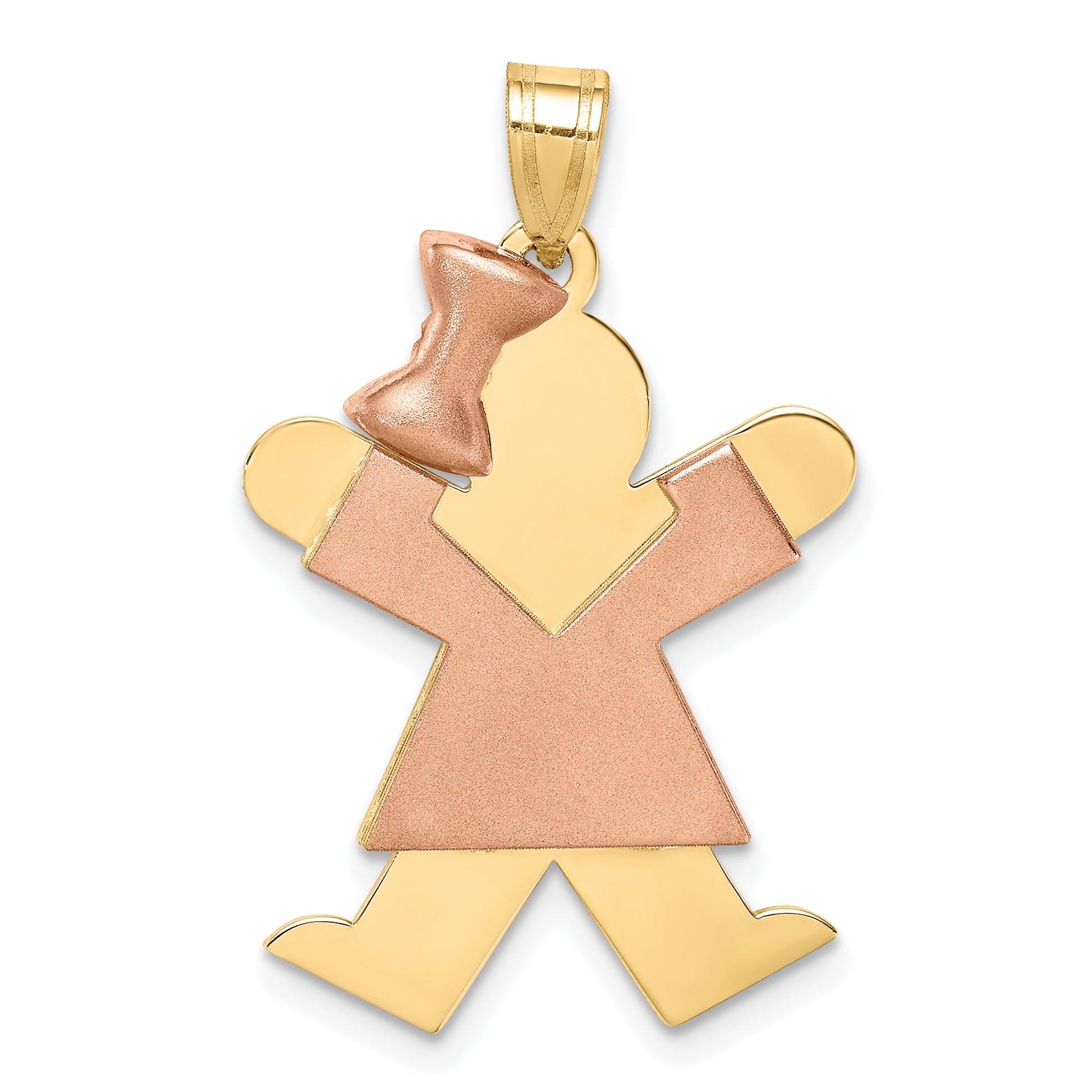 14K Two-Tone Large Girl w/Bow on Left Engravable Charm