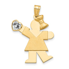 14K Girl with CZ April Birthstone Charm