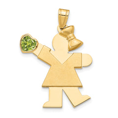 14K Girl with CZ August Birthstone Charm