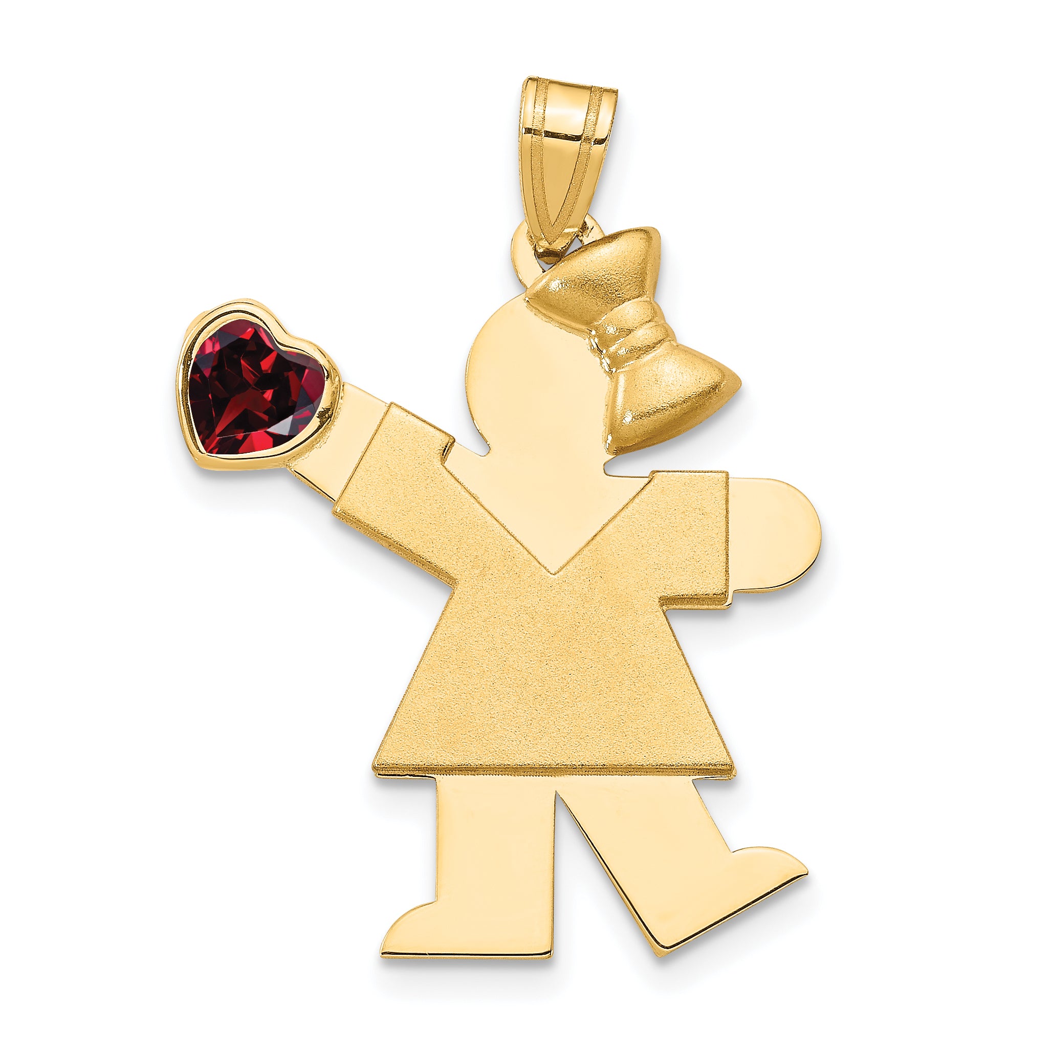 14K Girl with CZ January Birthstone Charm