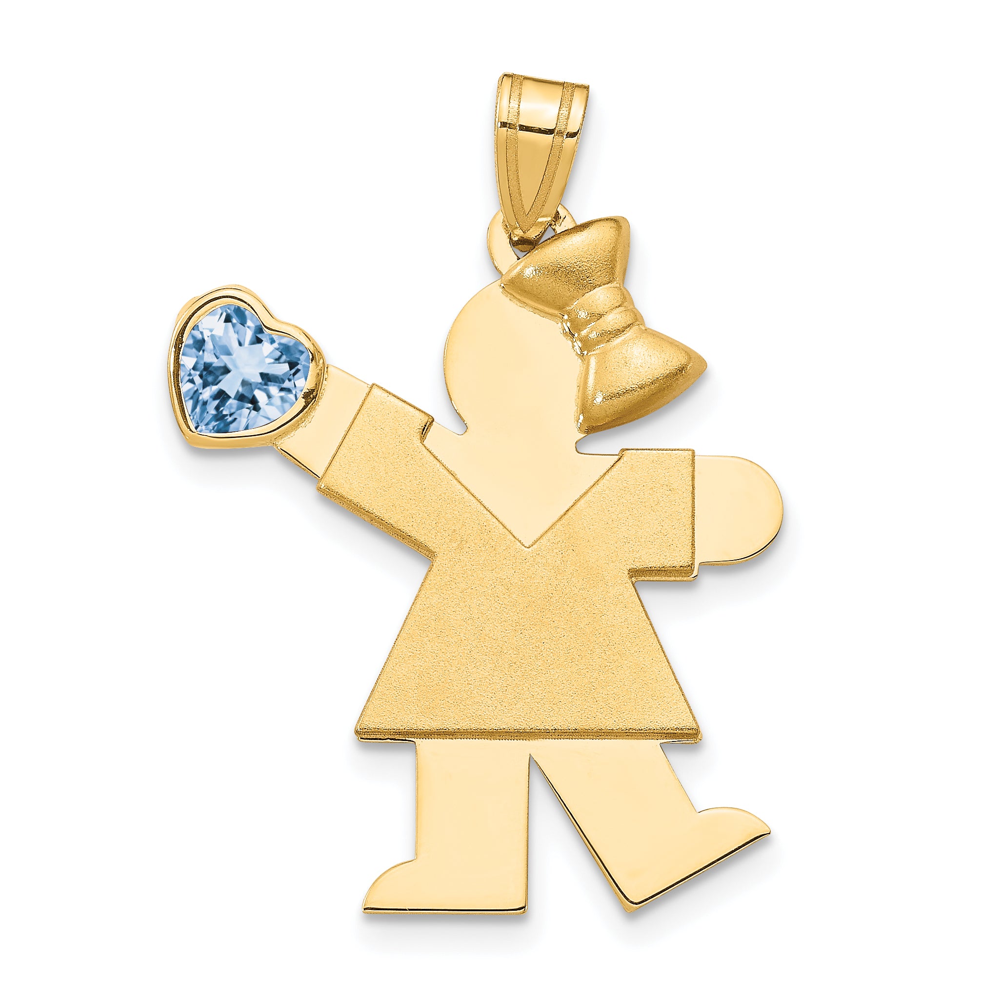 14K Girl with CZ March Birthstone Charm Main image