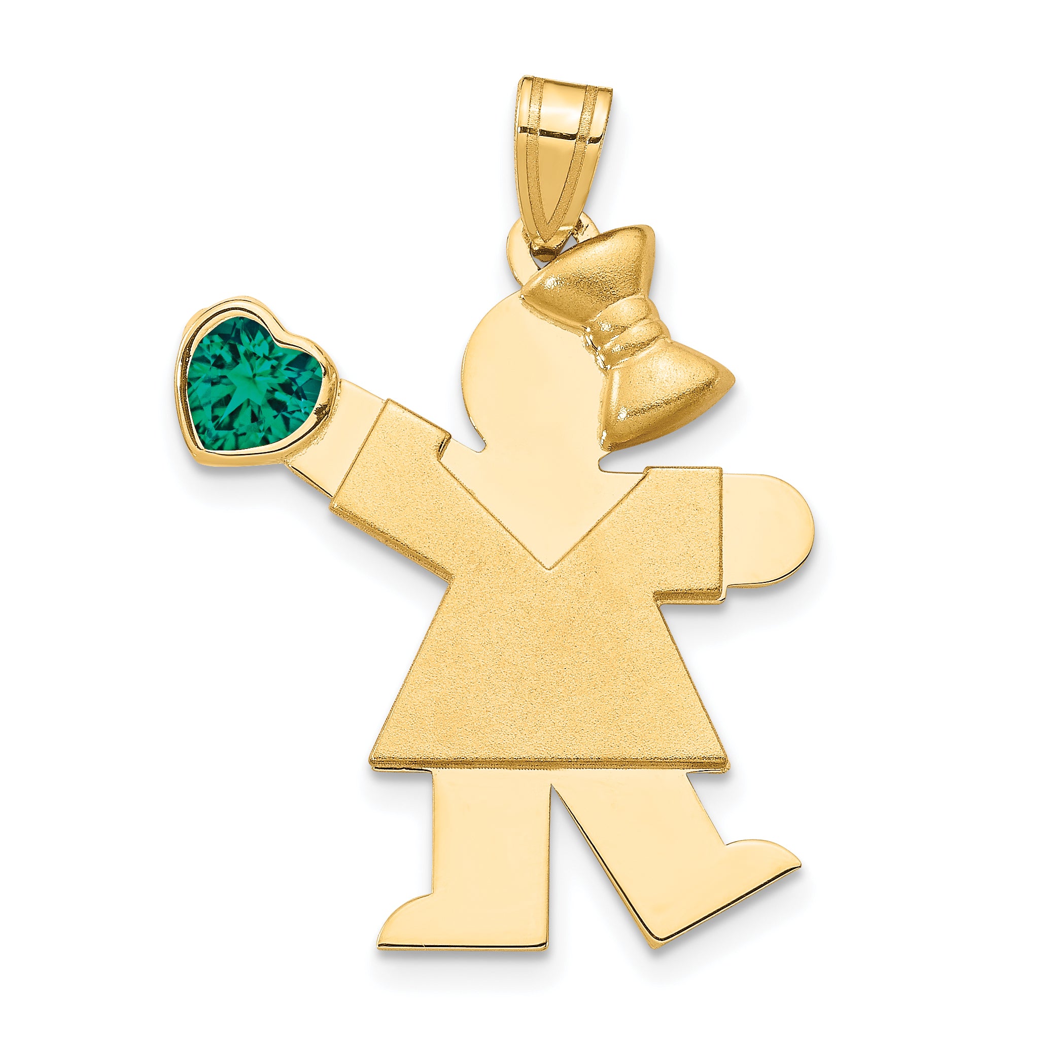 14K Girl with CZ May Birthstone Charm Main image