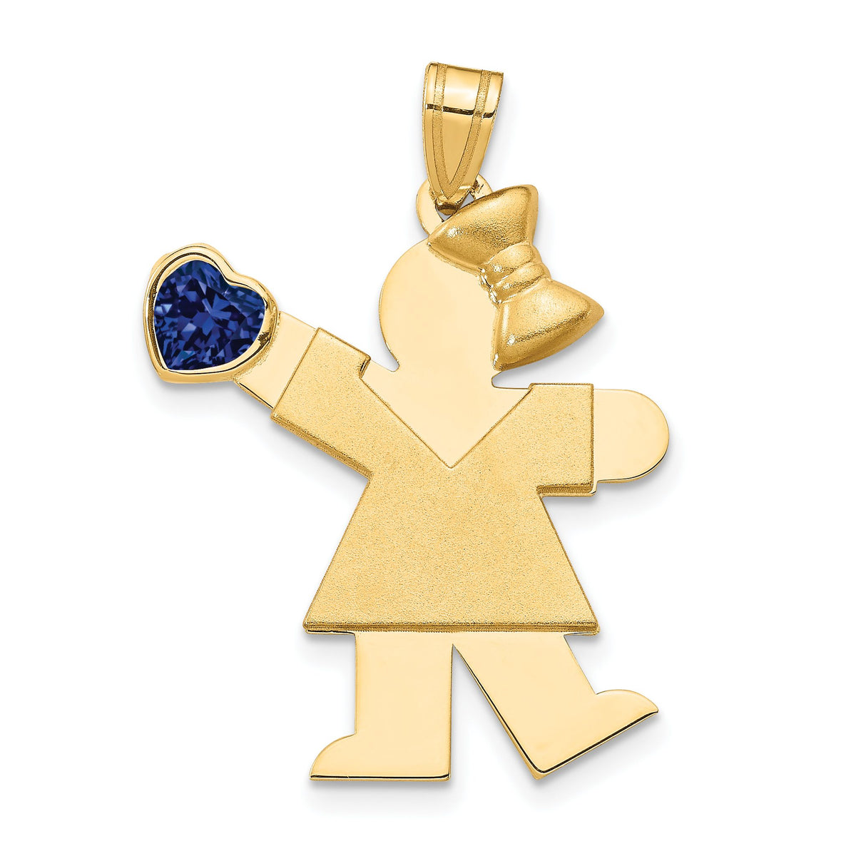 Girl Cubic Zirconia September Birthstone Charm in 14K Yellow Gold, 30mm - Sophia Jewelers Main image