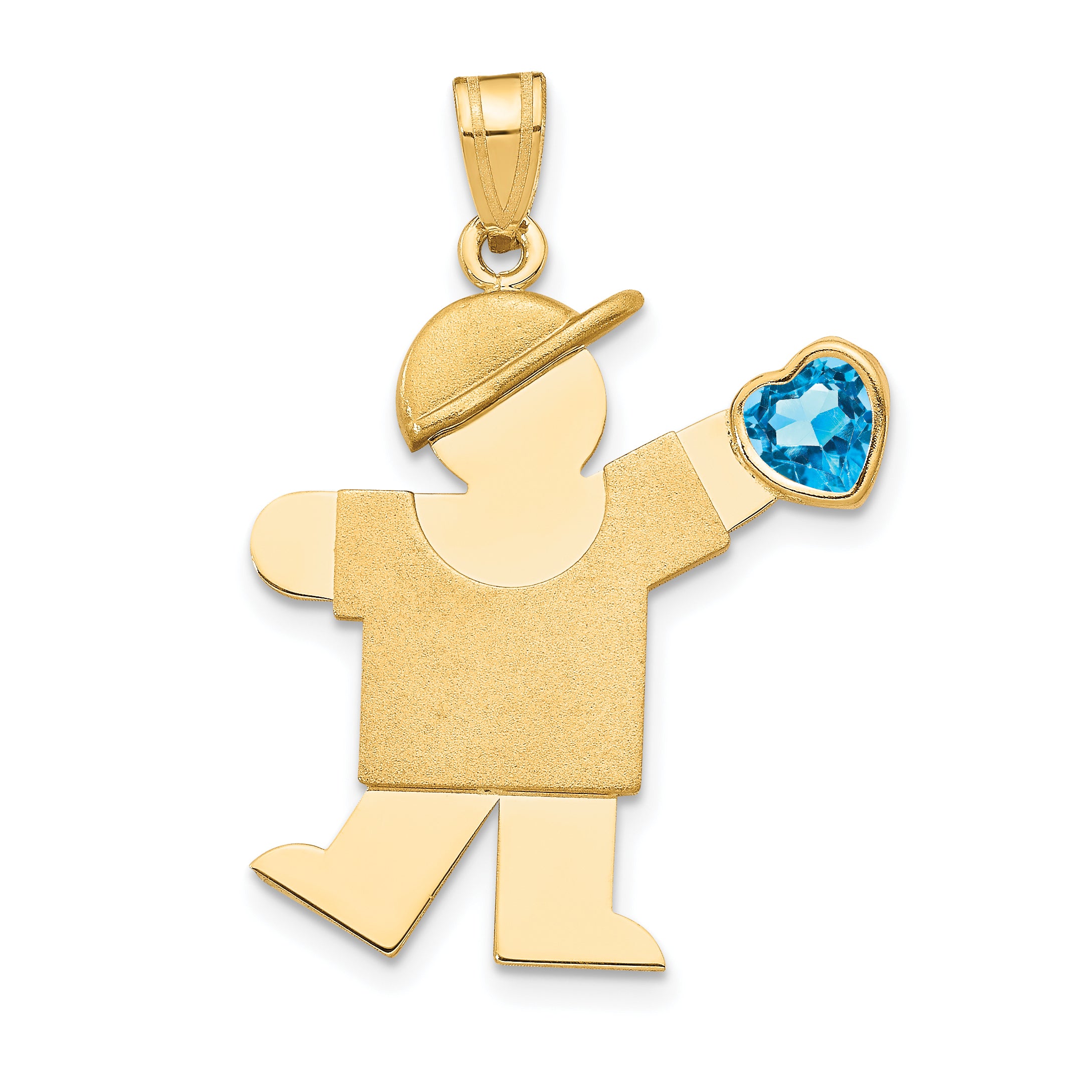 14K Boy with CZ December Birthstone Charm Main image