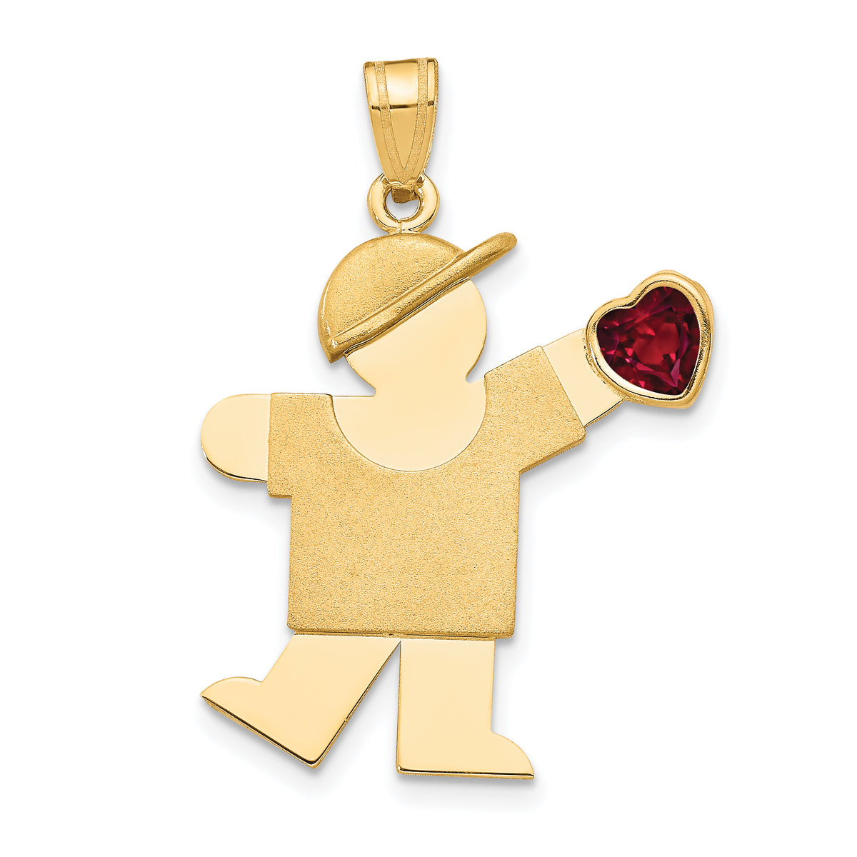 14K Boy with CZ July Birthstone Charm