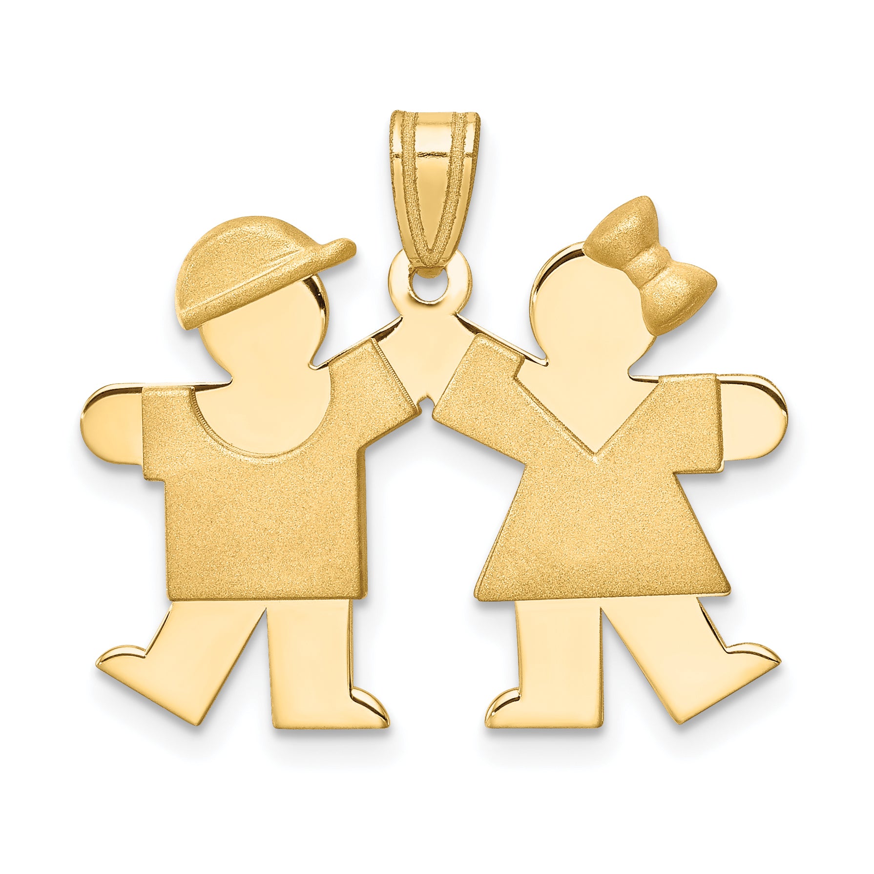 14K Solid Boy Facing Right & Girl Facing Left Engravable Charm Main image