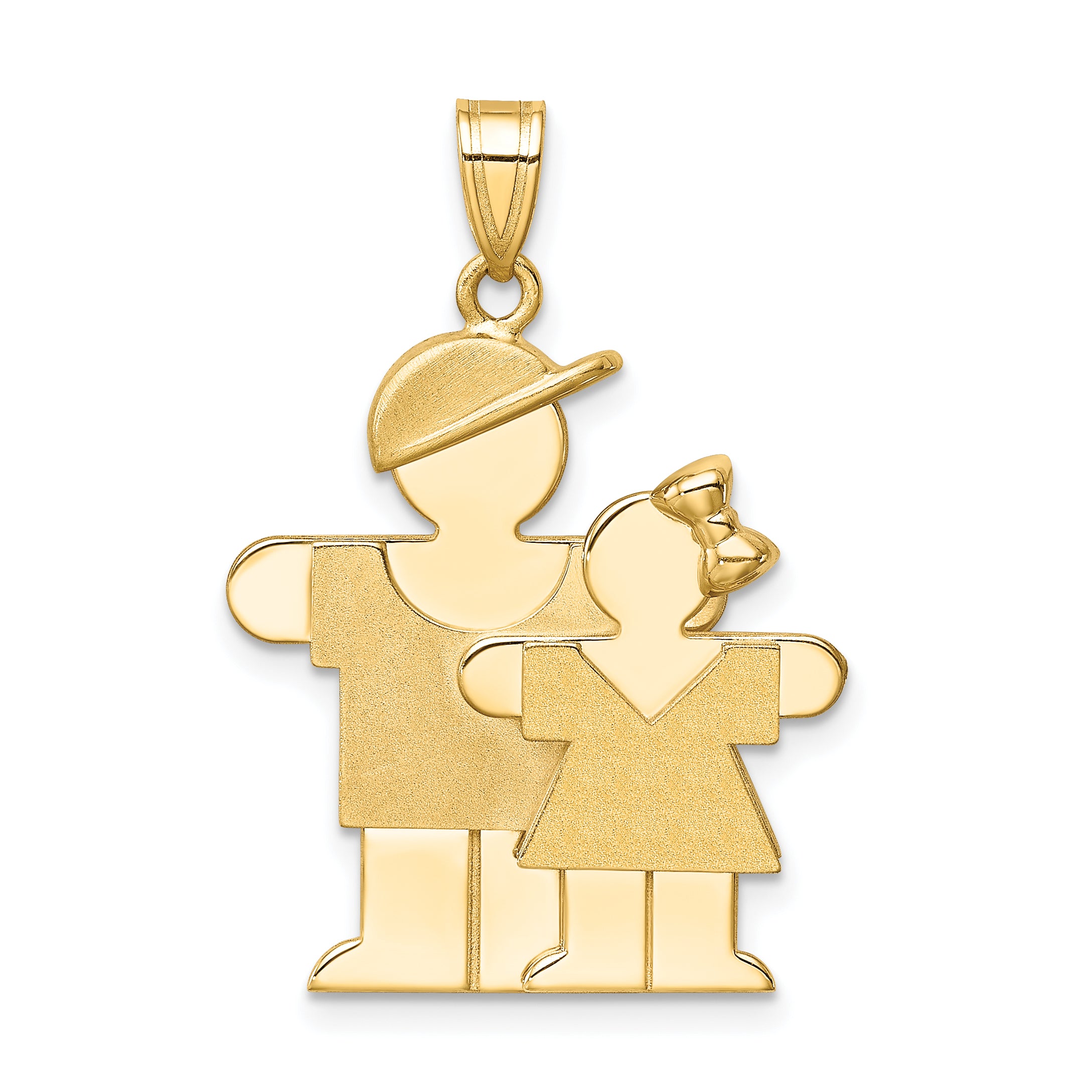 14K Big Boy & Little Girl Engravable Charm Main image