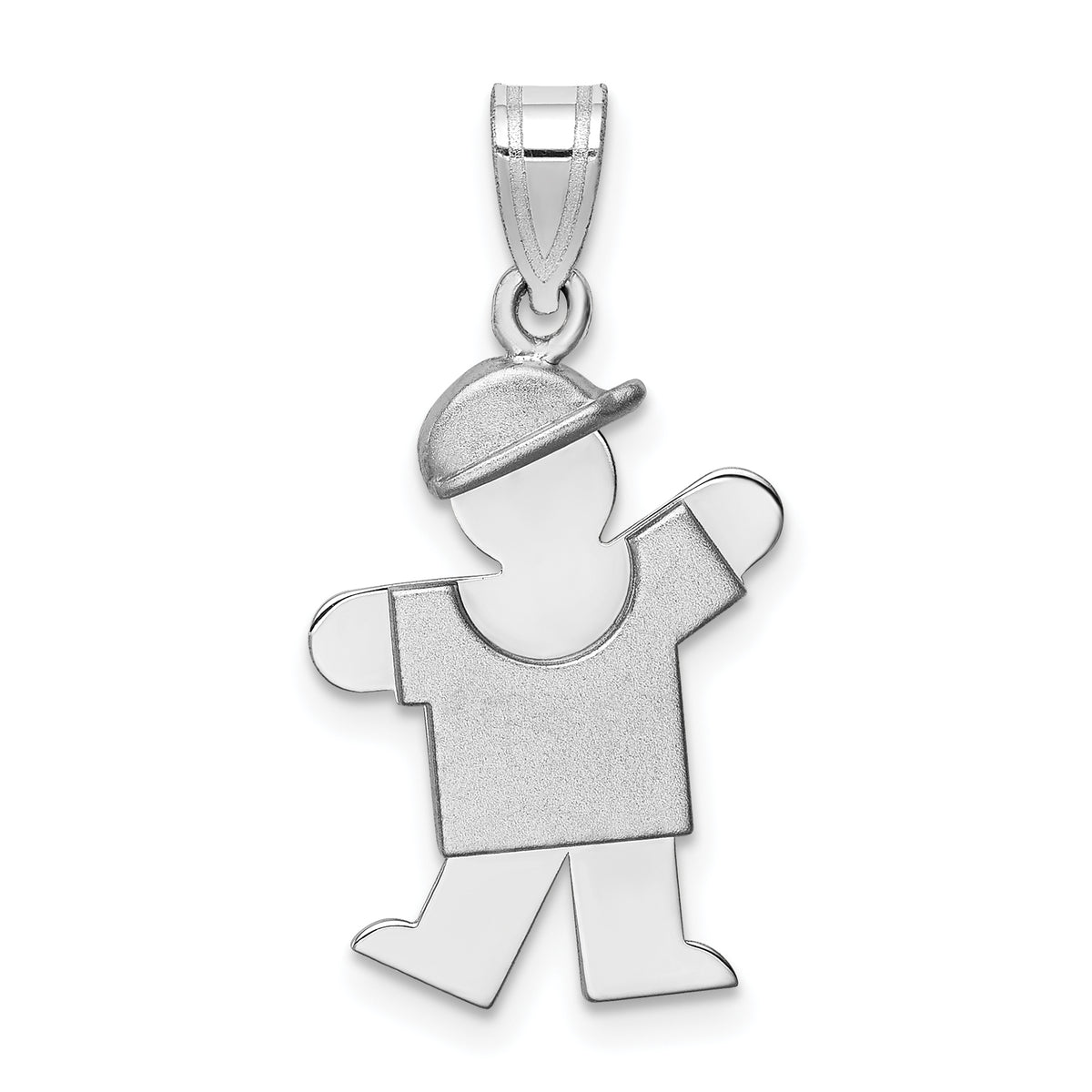 14K White Gold Small Boy w/Hat on Left Engravable Charm