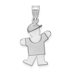 14K White Gold Small Boy w/Hat on Left Engravable Charm