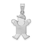 Boy Hat on Right Charm in 14K White Gold, 25mm Engravable - Sophia Jewelers
