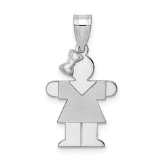 14K White Gold Small Girl w/Bow on Left Engravable Charm