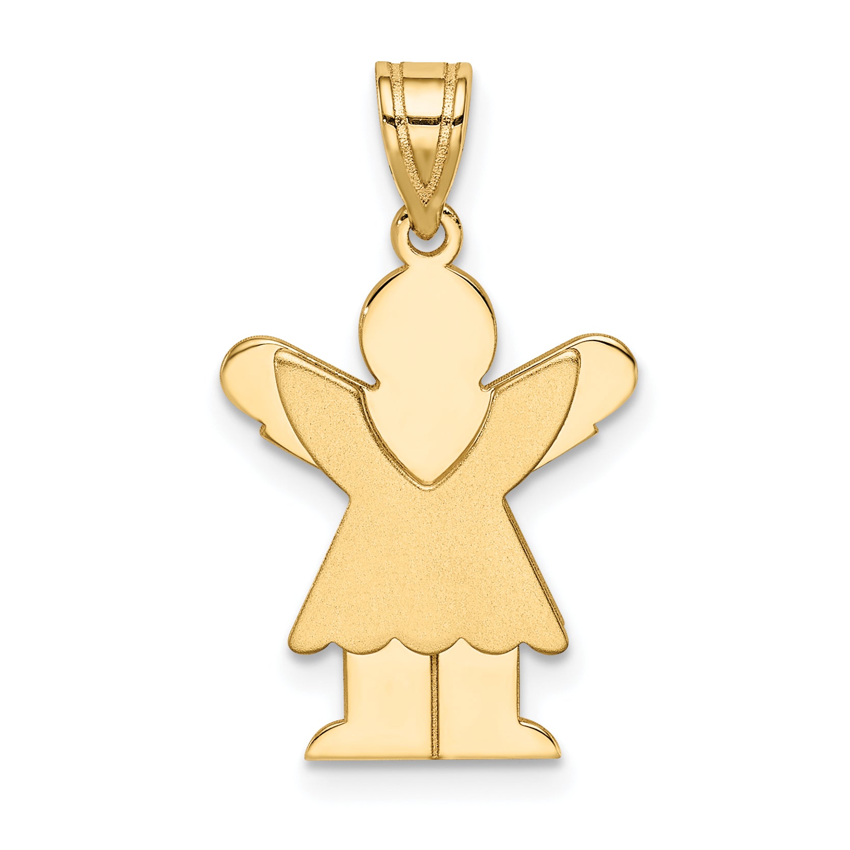 14K Satin Engravable Girl w/Ruffled Skirt Charm Main image