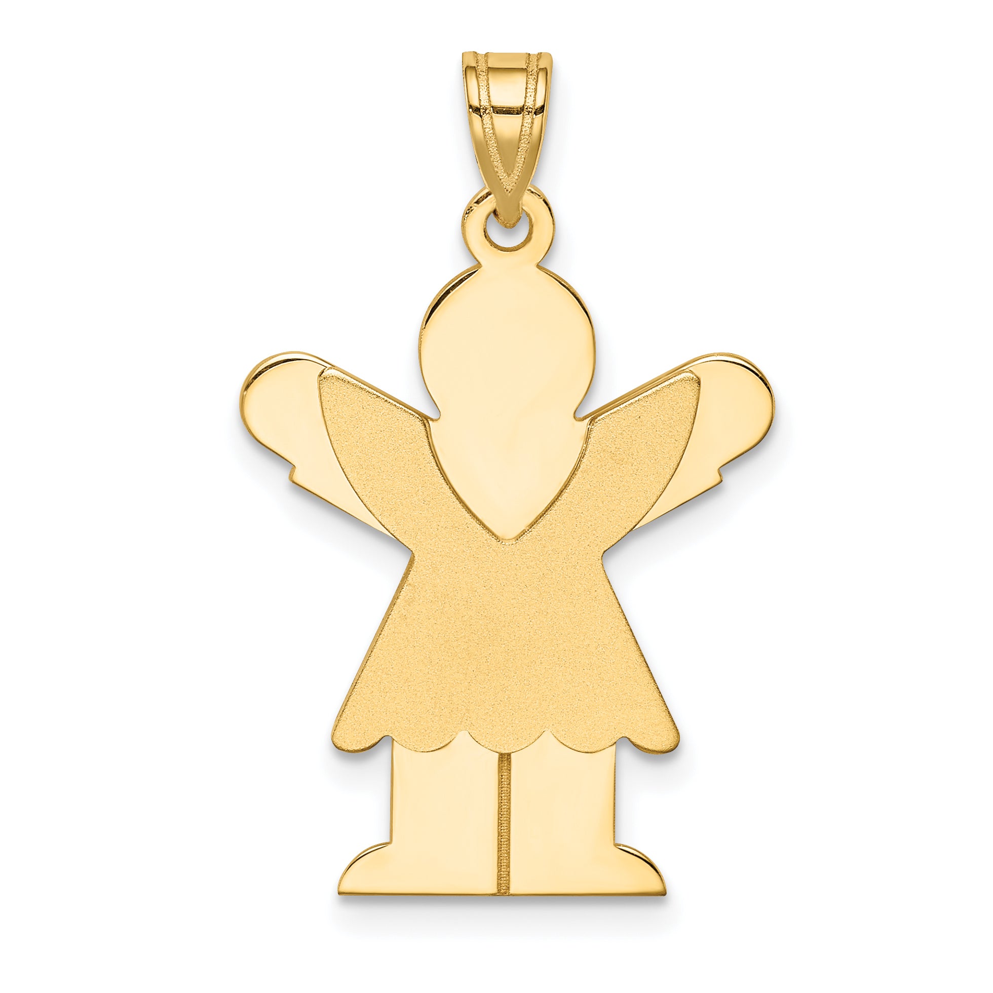 14K Solid Satin Engravable Girl w/Ruffled Skirt Charm Main image