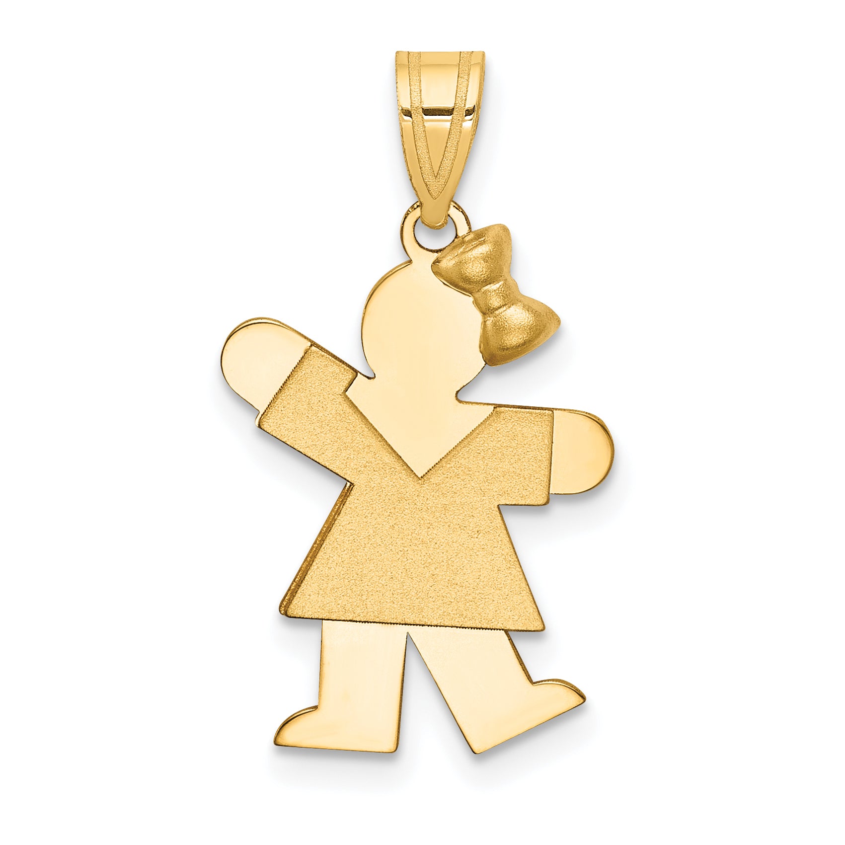 14K Solid Engravable Girl with Bow on Right Charm Main image