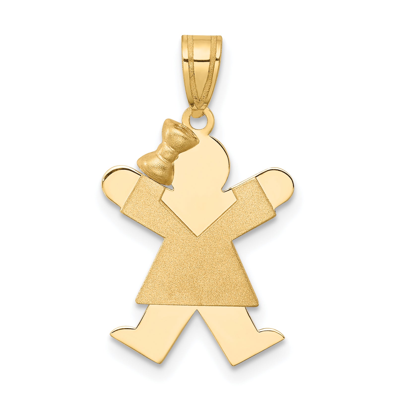 14K Solid Engravable Girl with Bow on Left Charm Main image
