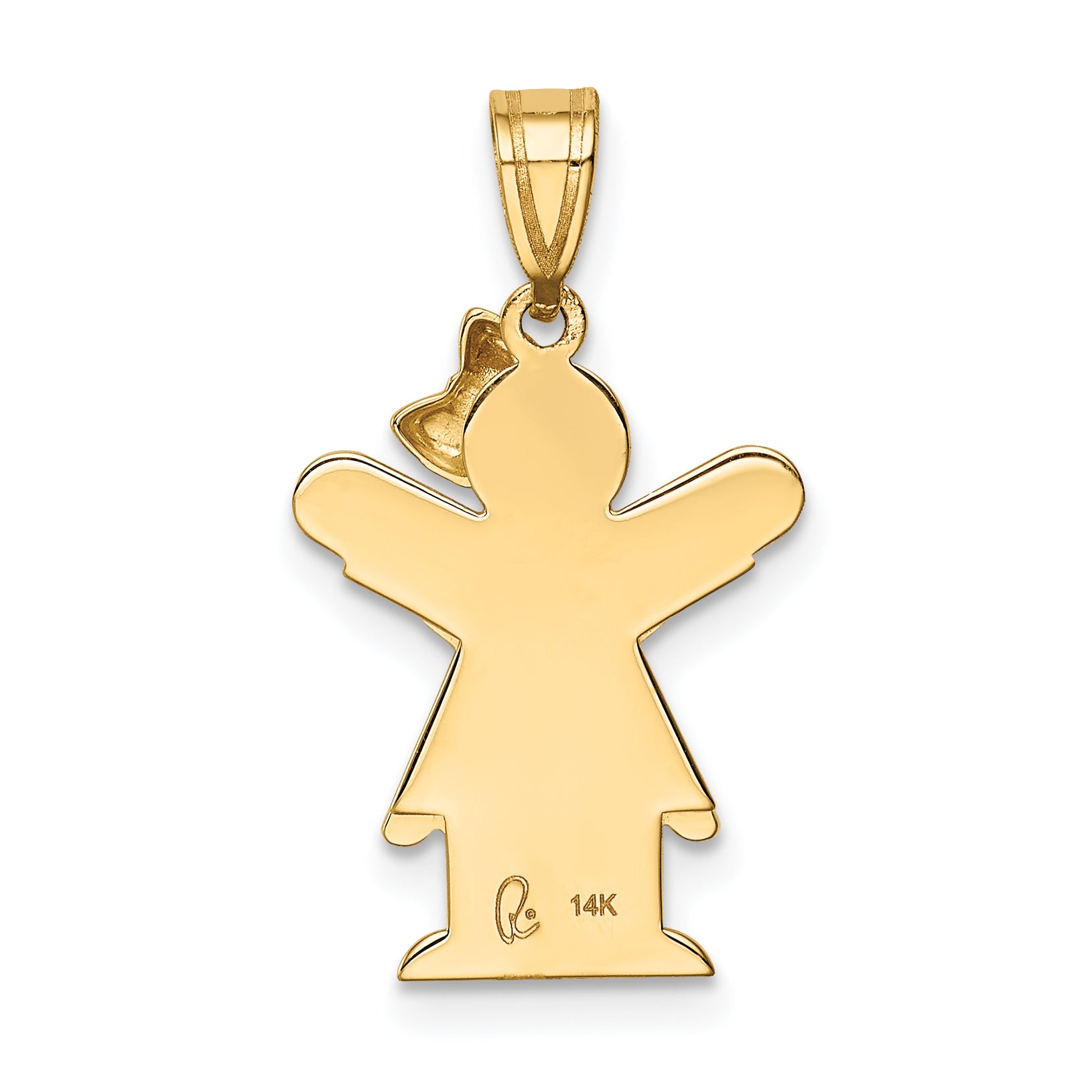 14K Solid Engravable Girl with Bow on Right Charm Secondary image