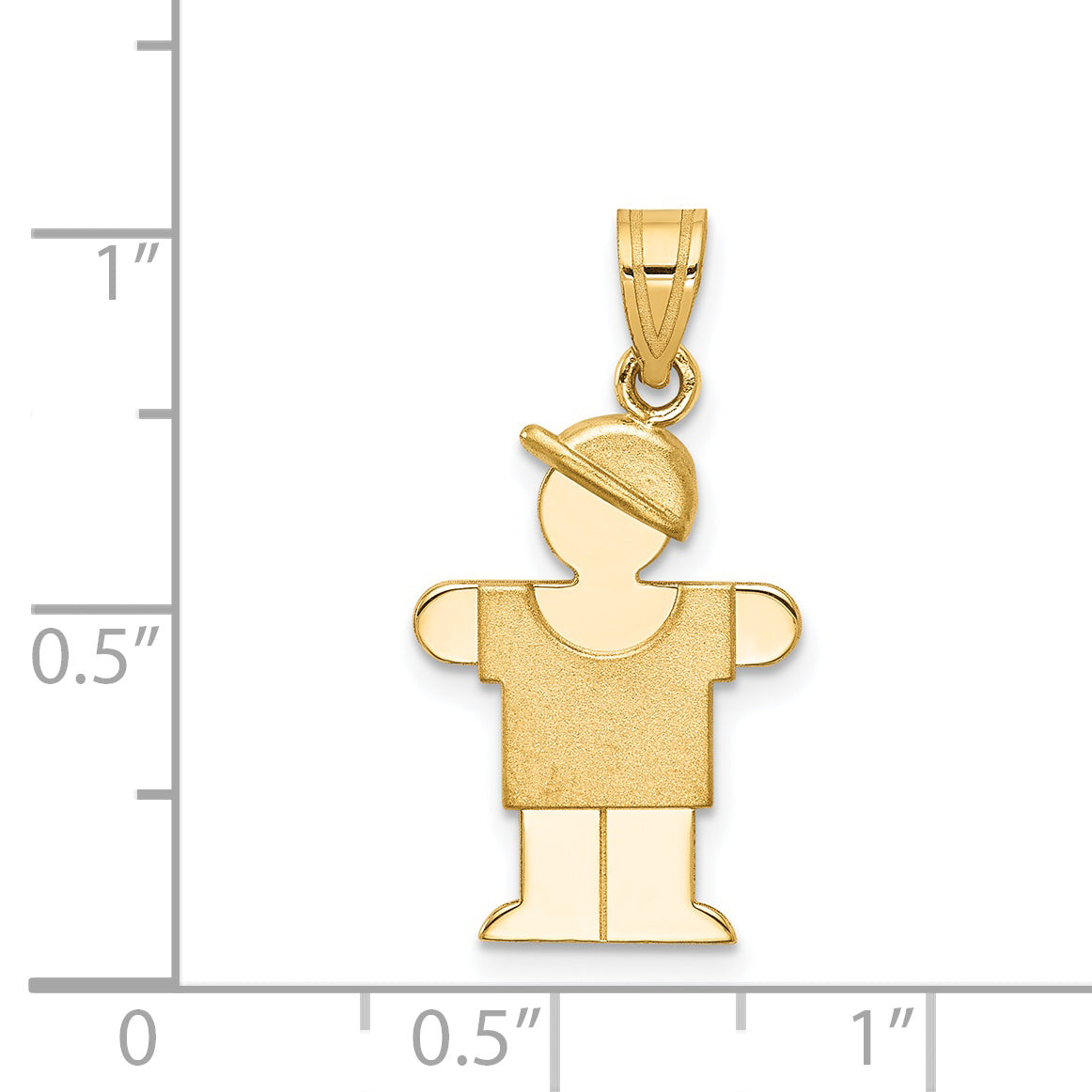 14K Solid Engravable Boy with Hat on Right Charm